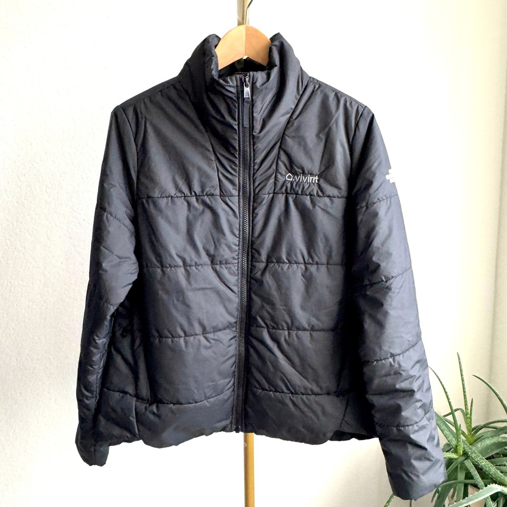 Black Puffer Warm Full Zip High Neck Jacket Pockets L Outdoor Gorpcore Casual